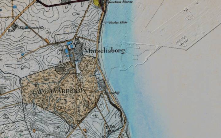 Målebordsblad på terrænskyggen