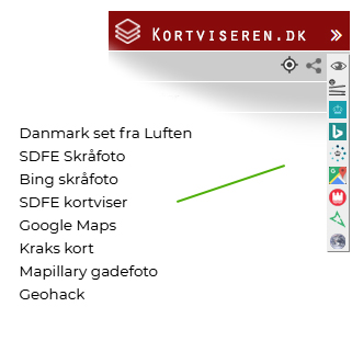 Se samme område i kortvisere med gadefotos, skråfotos og ortofotos.